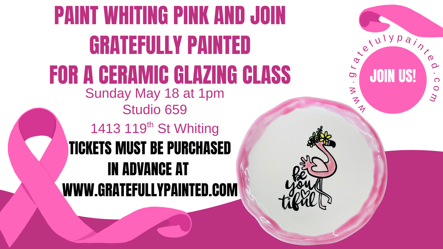 Paint The Town Pink Ceramic Flamingo Plate Painting Class