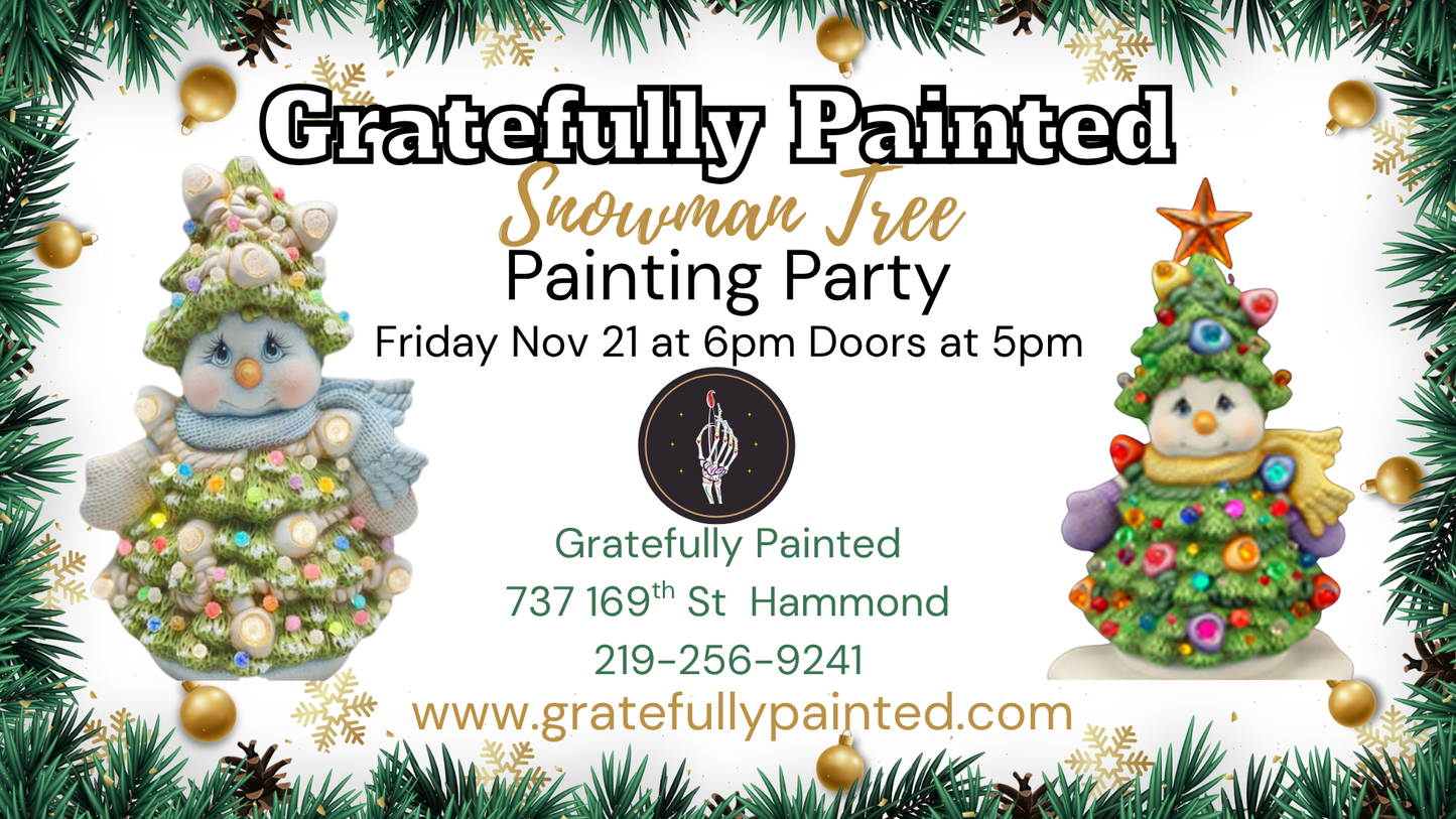 Snowman Tree Painting Party