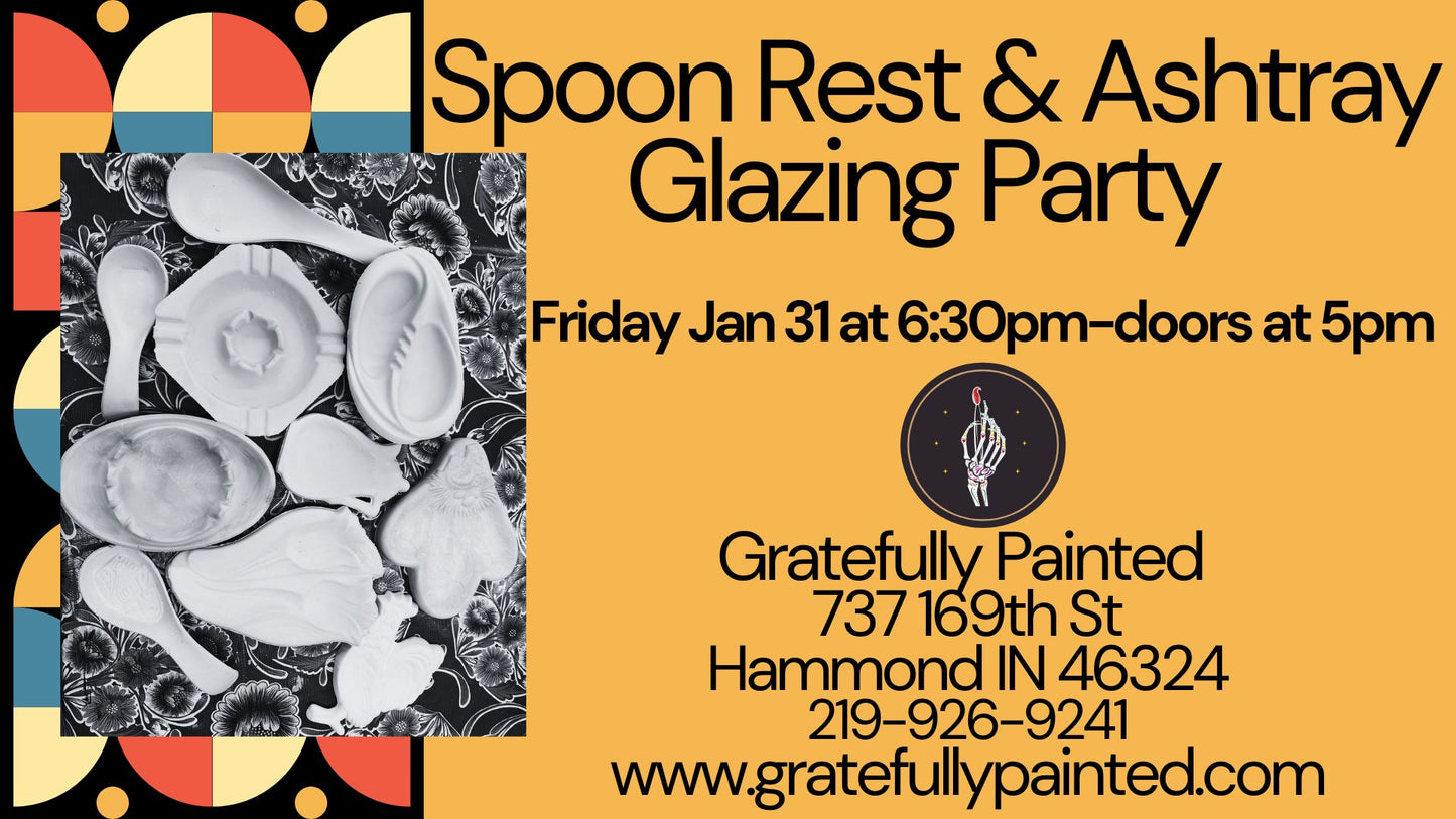 Spoon Rest and Ashtray Glazing Party